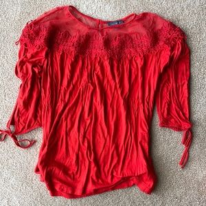 Red 3/4 sleeve blouse never worn.